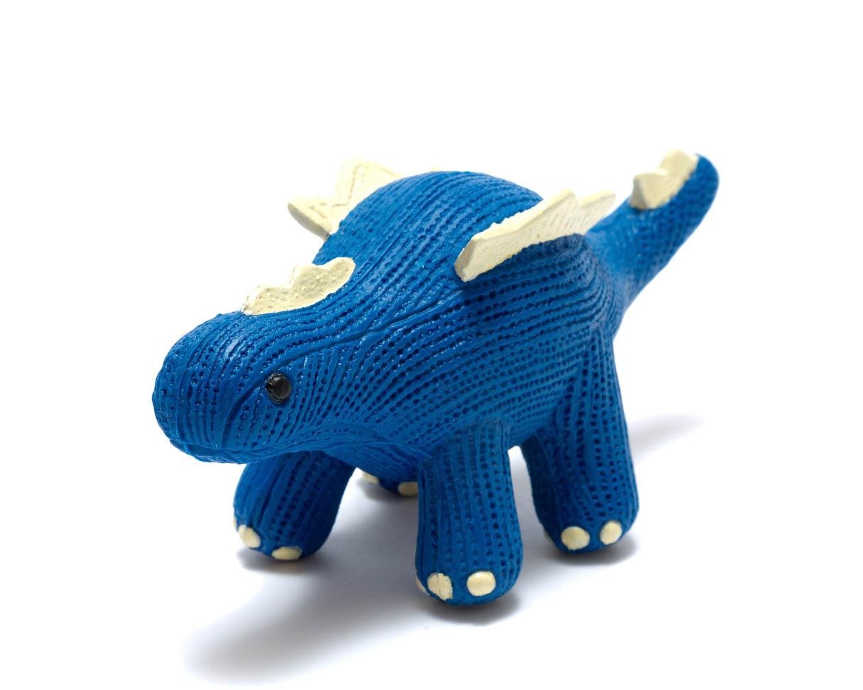 natural rubber blue stegosaurus dinosaur toy for babies